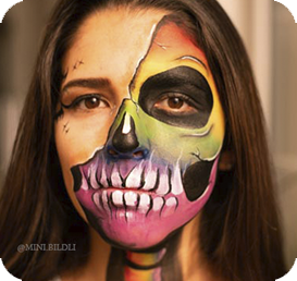 Face painting Halloween Skelett